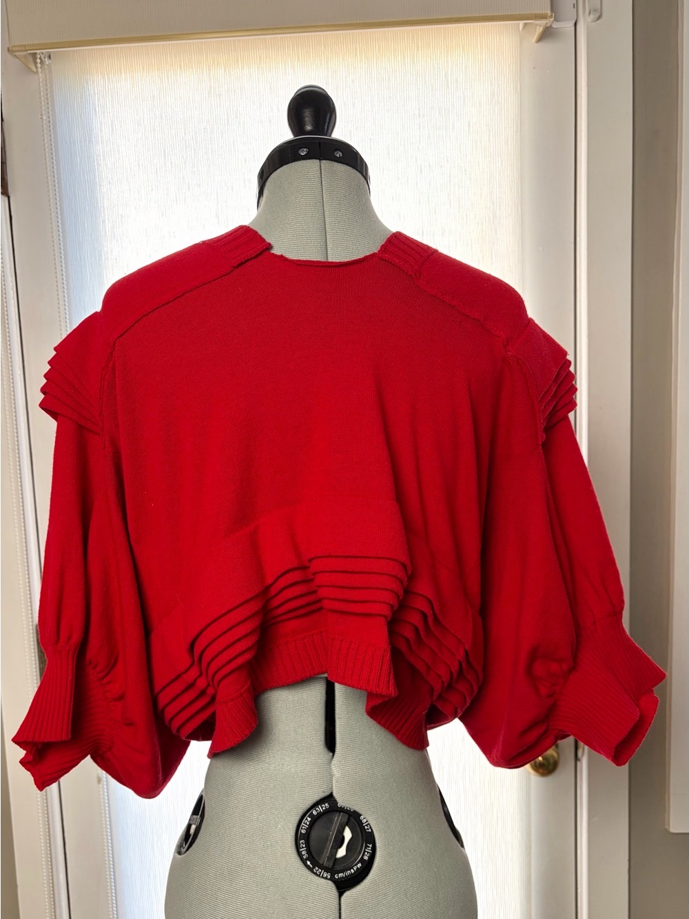 Comme des Garcons Tao VTG Wool Ruffle Cropped Cardigan, red, M, GUC - Picture 7 of 16
